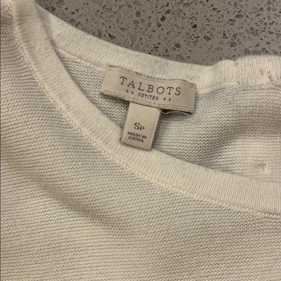 Talbots Cropped Sleeves White Sweater - Picture 4 of 5